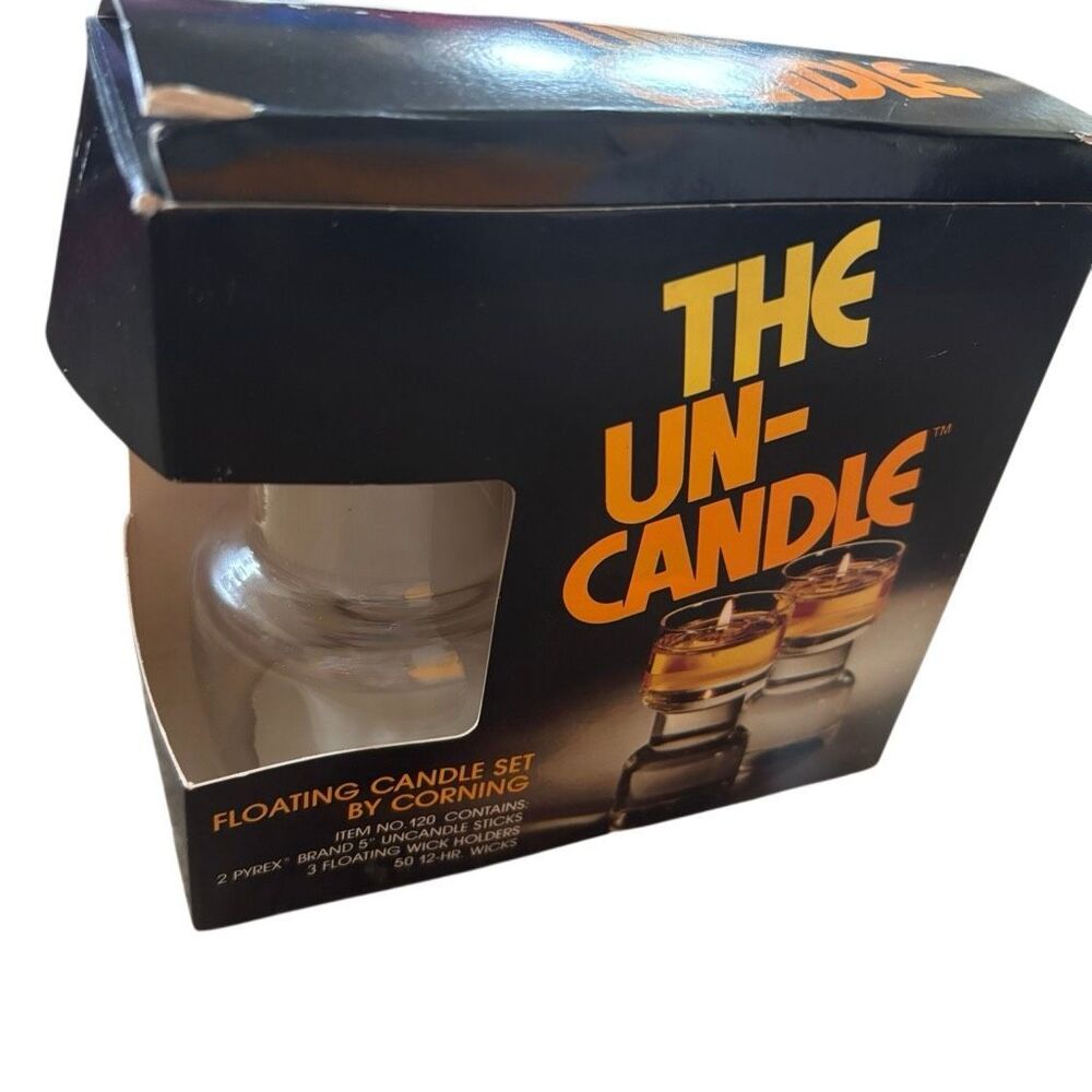 Vintage Corning The Un-Candle Floating Set Boxed (1 Holder + Wicks)